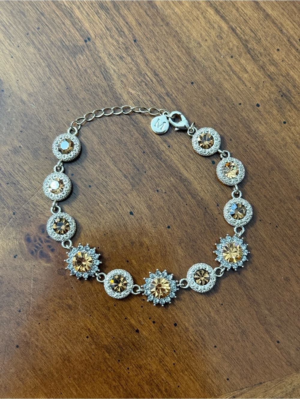 Sparkling Gold Crystal Tennis Bracelet - Women Jewelry